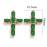 Green / 1 Piece Classic Retro Style Cross Shape Stainless Steel  Gold Color Women's Pendant Picture5